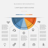 Infographic color semicircle for template five positions