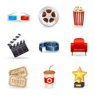 Set of realistic cinema icons