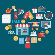 Icons of retail commerce and marketing elements