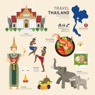 Travel Concept Thailand Landmark Flat Icons Design Vector