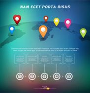 Vector background for business with pointers on the world map