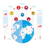 Social network concept Global communication infographic elements