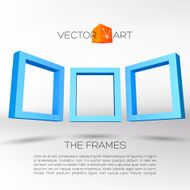 Three blue rectangular frames