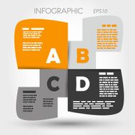 orange and grey infographic rounded squares ABCD