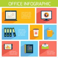 Office infographics flat business template