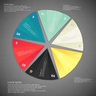 Six paper pieces infographic dark