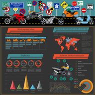 Set of motorcycles elements transportation infographics