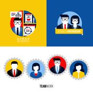 Modern flat vector icons of human resources business partnership teamwork