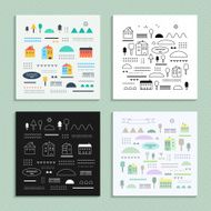 Eco structure Sweet home Set of four cards Vector illustration