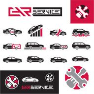 Car service icons set