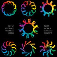 Team work concept abstract icon set