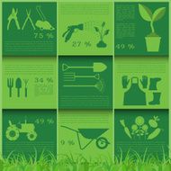 Garden work infographic elements Working tools set N3