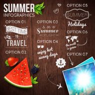 Abstract summer infographics poster with watermelon strawberry