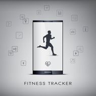 Smartphone icons for monitoring health and fitness with a running