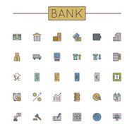 Vector Colored Bank Line Icons N2