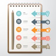 Infographic paper book with bookmark icon education concept N3