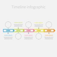 Timeline Infographic ribbon arrows circles and text Template Flat design