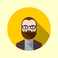 Hipster guy with beard and glasses icons series N2