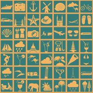 Travel Vacations Beach resort set icons