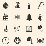 Vector Set of New Year and Christmas Icons N7