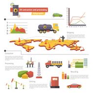 Oil Extraction and Processing Infographics Icons Symbols Modern Trendy Retro