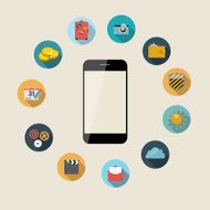 Flat Design Concept Mobile Phone Apps Vector Illustration