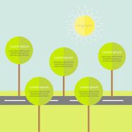 Infographic with road tree and sun Flat design