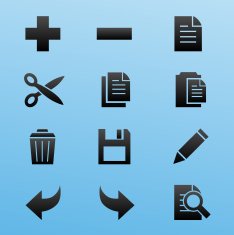 Black Style Toolbar Icon Set N2