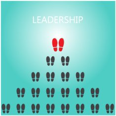 Shoe prints with leadership concept