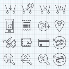 Vector line icons set for web store