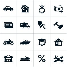 Black Types of Loans Icons N2