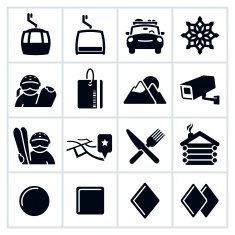 Black Ski and Snowboard Icons N2