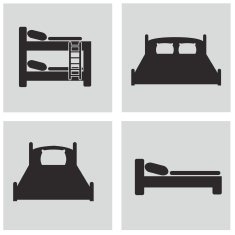 Bed icons set