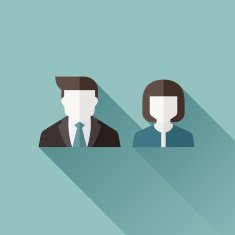 Brunette male and female user icons