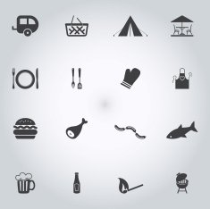 Picnic and camping icons set