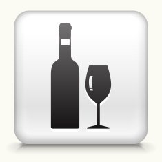 White Square Button with Wine Icon