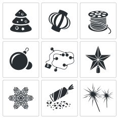Christmas decorations Vector Icons Set