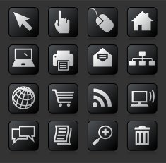 internet button set on a dark Background
