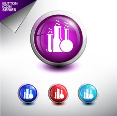 Laboratory glassware Icon Glossy Button Icon Set Vector Illustration N2