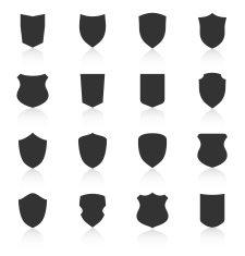 Set of different shield shapes icons