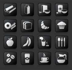 breakfast button set on a dark Background N2