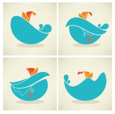 holiday on water vector collection of travel icons