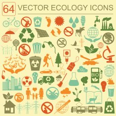 Environment ecology icon set Environmental risks ecosystem N2