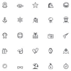 Sea vacations icon set