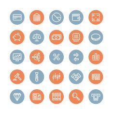 Finance and business flat icons set