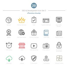 Set of Bold Stroke SEO and Development icons 3