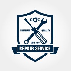 Vintage style car repair service shield label Vector logo design