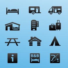 Blackstyle Icon Set Lodging and Accommodation