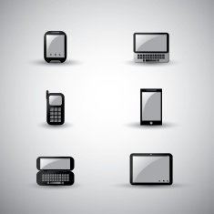 Collection of Modern and Vintage Mobile Gadget Illustrations
