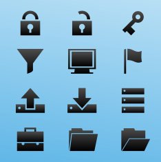 Black Style Icon Set Computer Security N2